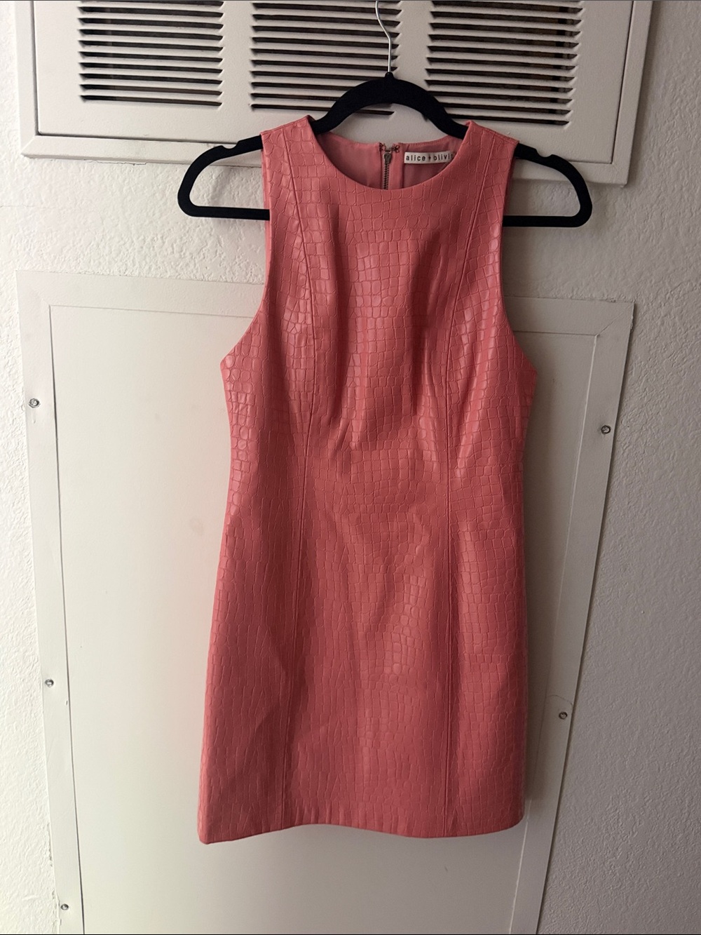 Alice + Olivia Coral Textured Sleeveless Mini Dress
